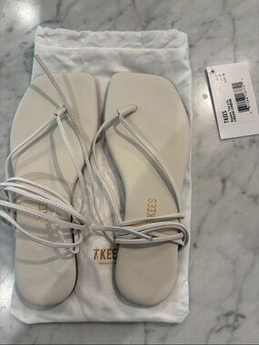 TKEES White Strappy Square-Toe Sandals